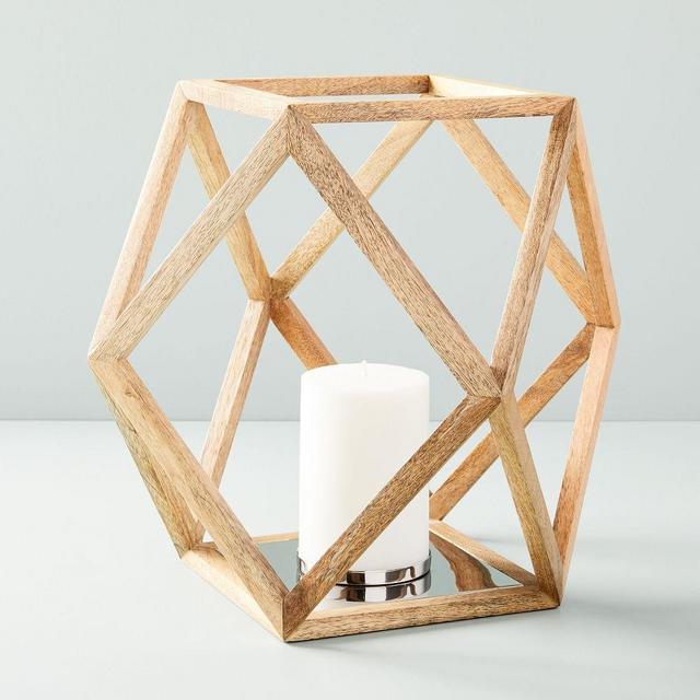 Angular Wood Lantern, Large, Set of 2