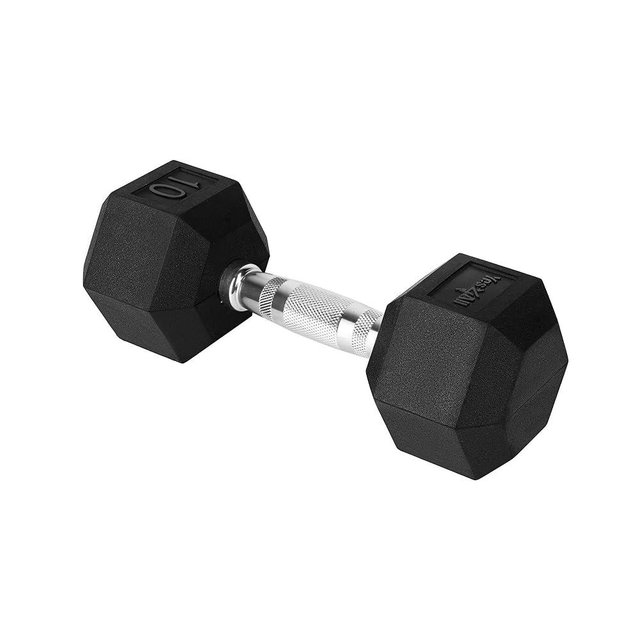 Yes4All Chrome Grip Encased Hex Dumbbells – Hand Weights With Anti-Slip 5-50 LBS Single