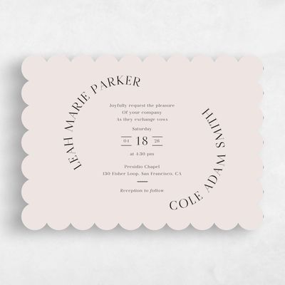 Beige Scalloped Wedding Invitation - Tarbert Landscape
