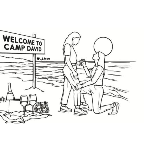 Melissa's last poster was her proposal and she got down on one knee at Pelican Point, just as illustrated!