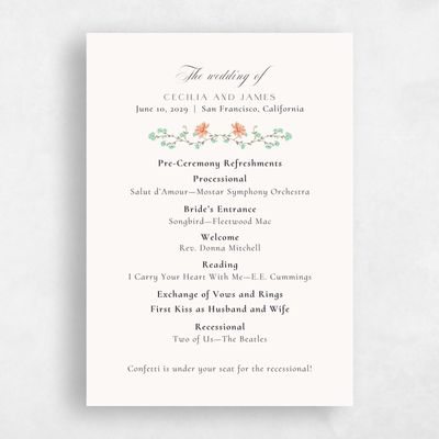 Multi-Colored Wedding Program - Papillon