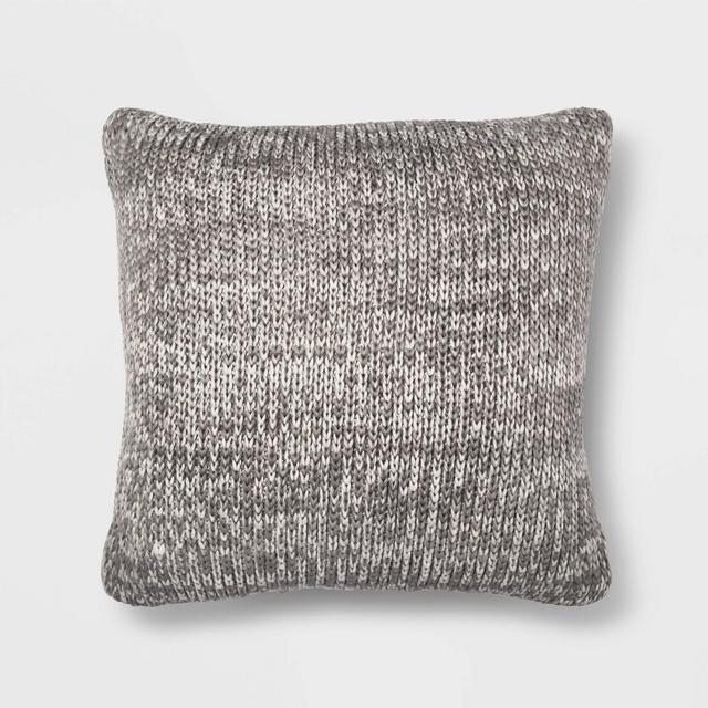 Oversize Marled Knit Square Throw Pillow Gray/Cream - Threshold™