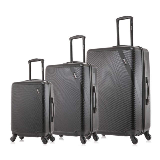 DUKAP Discovery Lightweight Hardside Checked Spinner Luggage Set 3pc - Black