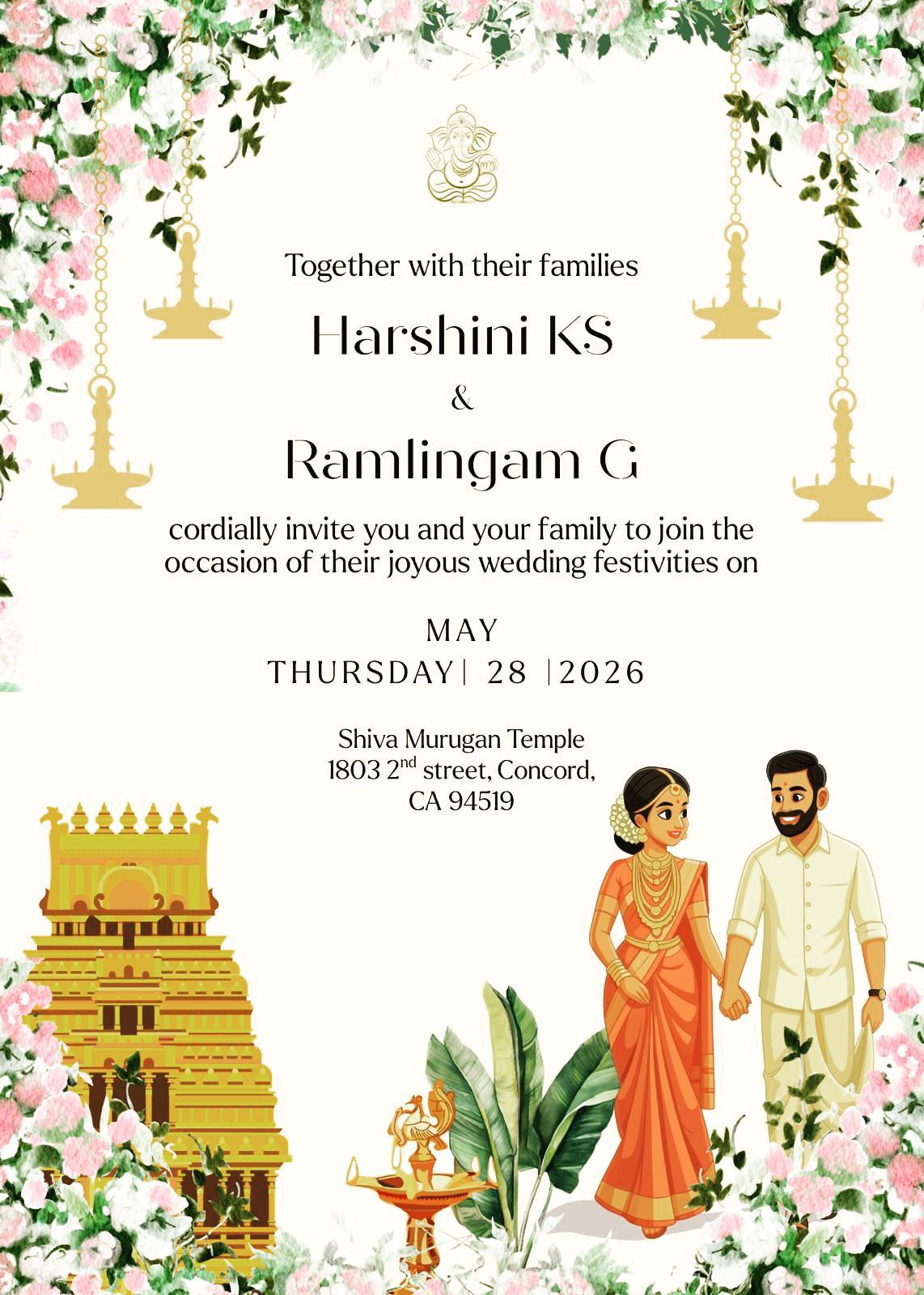 The Wedding Website of Ramlingam Pillai and Harshini KS