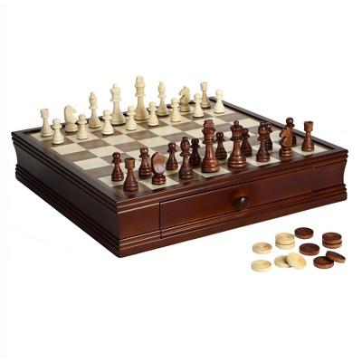 Hathaway Prodigy Wooden Chess and Checkers Game Set - Walnut
