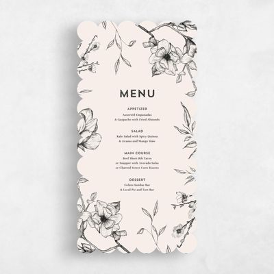 Beige Scalloped Wedding Menu - Birkenfeld