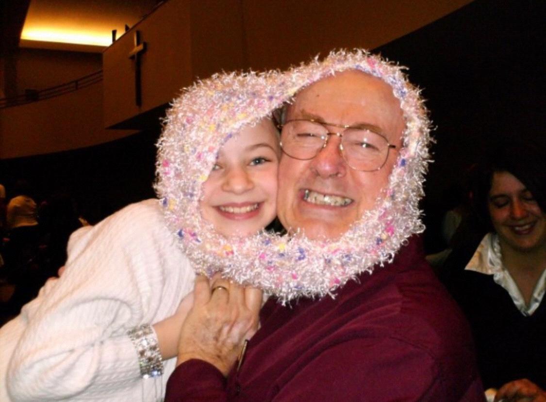 Leah around age 10, with her "best bud", in memory of our loving Grandpa, Husband, and Father David C. Macy
