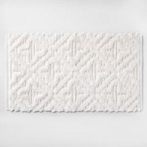 Textured Diamond Shag Bath Rug Cream - Opalhouse™