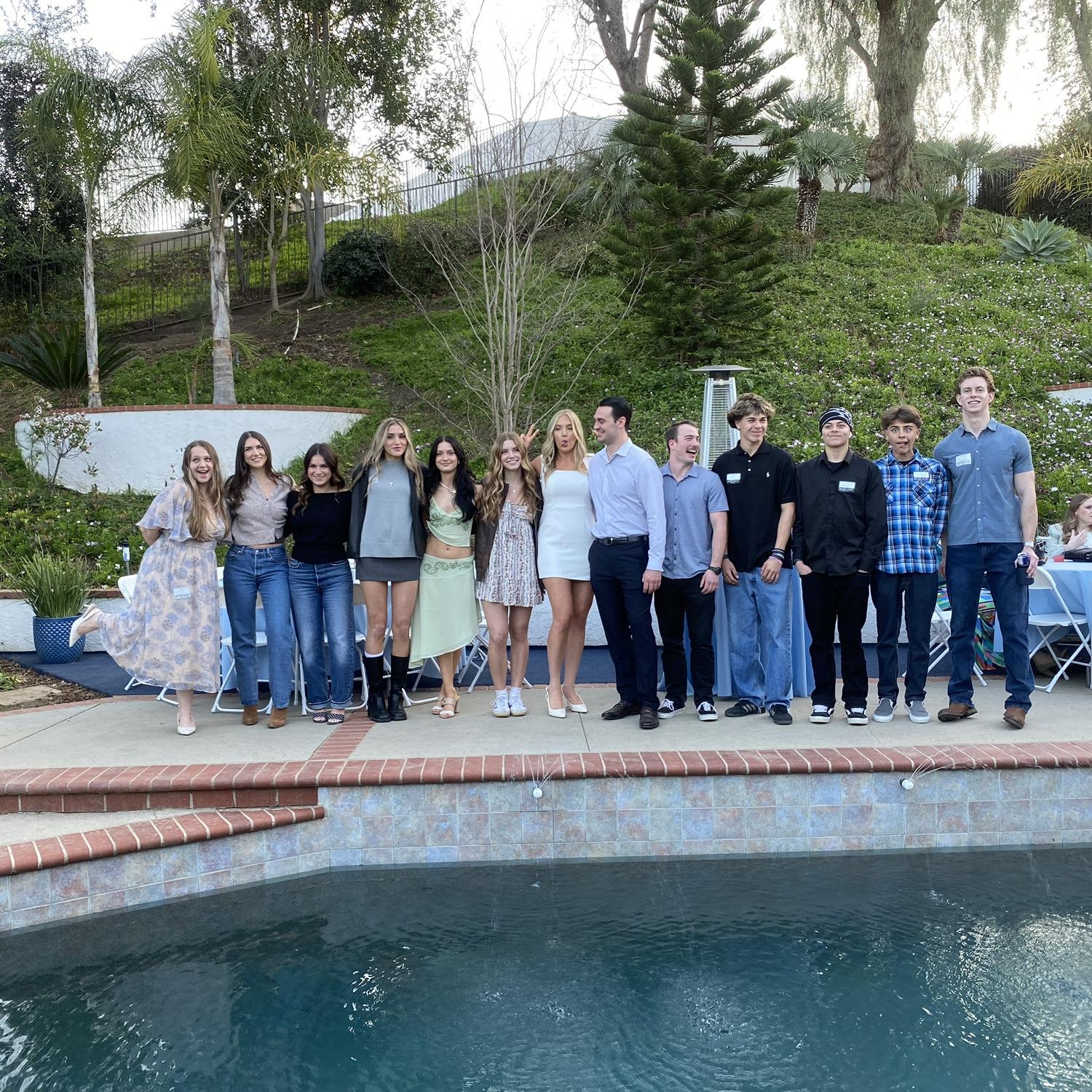 All of our siblings (minus one): from left to right: Savanna, Allie, Belle, Grace, Mykala, Annie, Emma, Blake, Skyler, Ryan, Christian, Trace, Mack, (sadly missing Emma’s other sister Chanel)