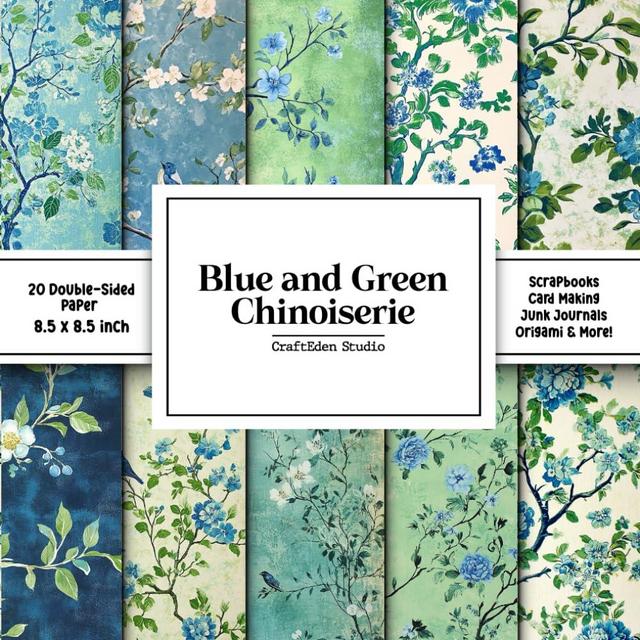Blue and Green Chinoiserie Scrapbook Paper: Decorative Double-Sided Craft Papers For Junk Journals, Wrapping & Mixed Media, Card Making And More
