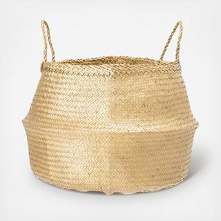 Gold Woven Seagrass Basket with Handles