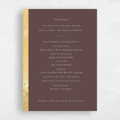 Chocolate, Brown Wedding Program - Jules Foil