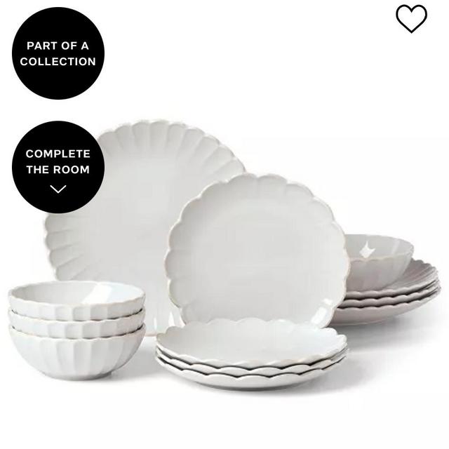 French Perle Groove 12 Pc. Dinnerware Set, Service for 4