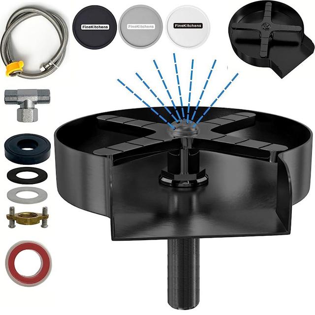 FineKitchens Glass Rinser for Kitchen Sink Matte Black – Sink Glass Cleaner for Cups, Bottles, Glasses, Baby Bottles – Durable SS304 Stainless Steel Build – 7 Jet Glass Sprayer Washer for Cleaning