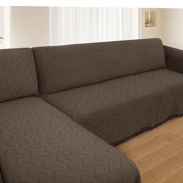 HOMERILLA Sectional Couch Covers for Sectional Sofa L Shaped Couch Cover Blanket 2 Pieces Sofa Covers Sectional Couch Cover L Shape Furniture Protector (Chocolate, X-Large)