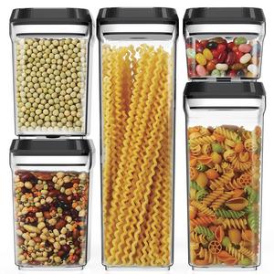 Royal Air-Tight Food Storage Container Set - 5-Piece Set - Durable Plastic - BPA Free - Clear Plastic with Black Lids