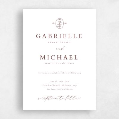 Acorn, White Wedding Invitation - Sintra Portrait