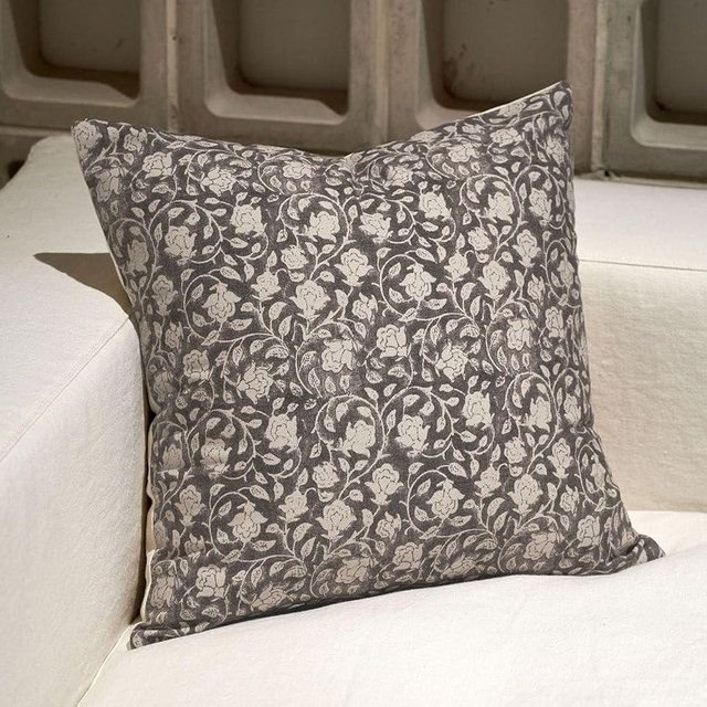 DOMVITUS Floral Pillow Covers, 24x24 Throw Pillows for Couch, Floral Print Pillow Cover, Decorative Neutral Accent Throw Pillow, 1PC, Taupe