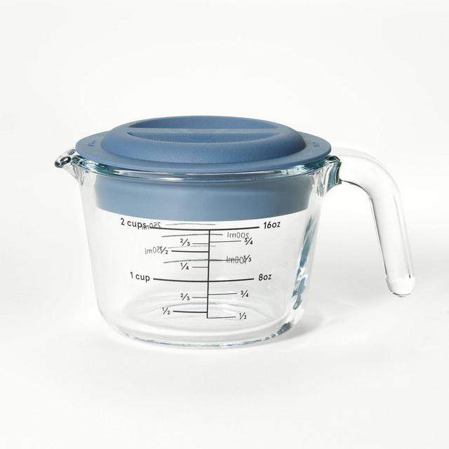 2 Cup Glass Measuring Cup with Lid Clear - Figmint™