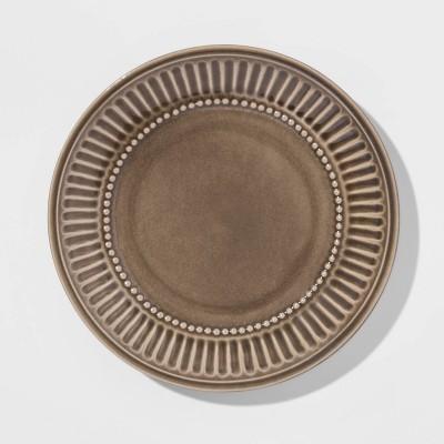 8.6&#34; Stoneware Breman Embossed Salad Plate Taupe - Threshold&#8482;
