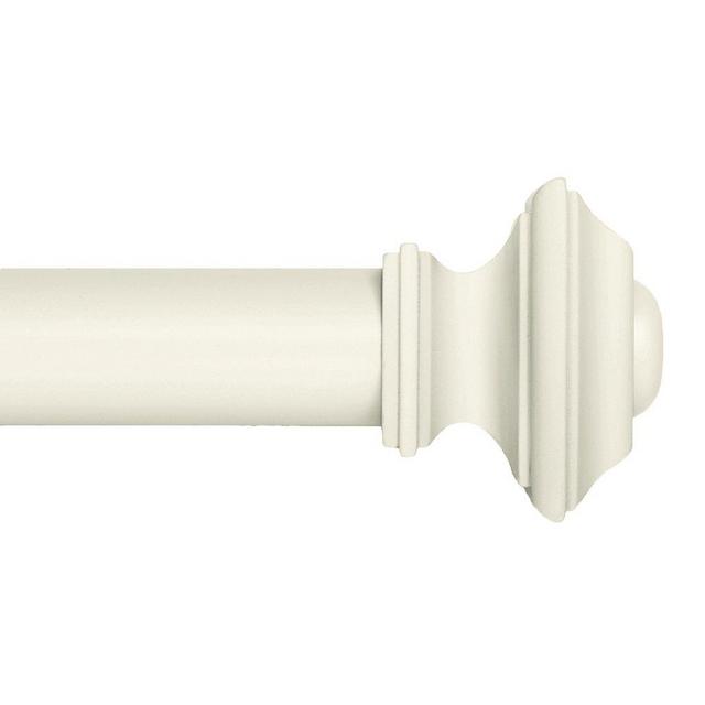 Ivilon Drapery Window Curtain Rod Set - Square Design 1 1/8 Rod. 28 to 48 Inch. Ivory/White