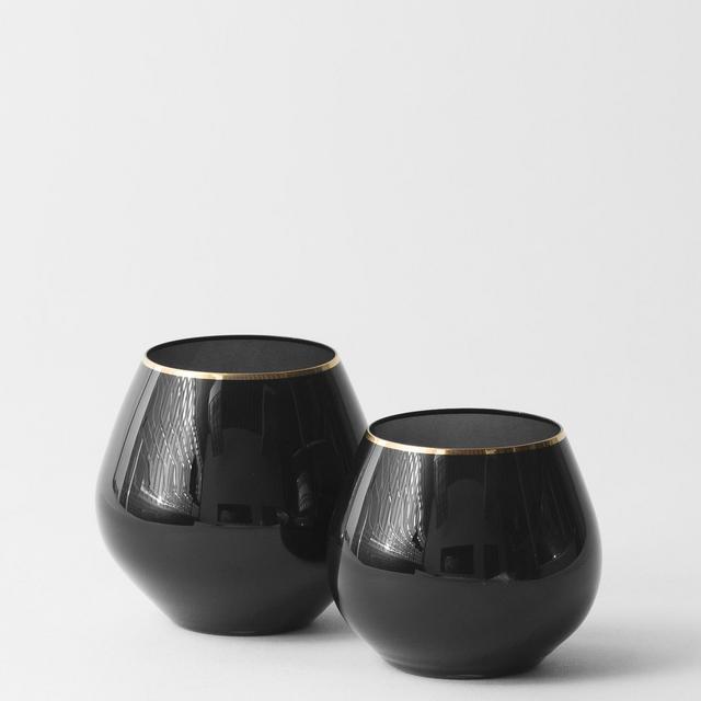 BELLA GOLD RIMMED STEMLESS | BLACK