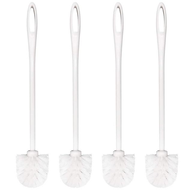Top-spring White Soft Bristle Long Handle Eco Plastic Toilet Brush Cleaner (4 Pack Longer)