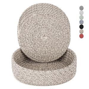 Trivets for Hot Dishes, Pots and Pans, Hot Pads with Storage Basket, Pot Holders for Kitchen, Heat Resistant Mat Protect Counter Home Essentials, Farmhouse Decor (Brown 4 PCS)