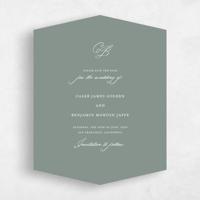Green Diamond Wedding Save the Date - Imarige Portrait