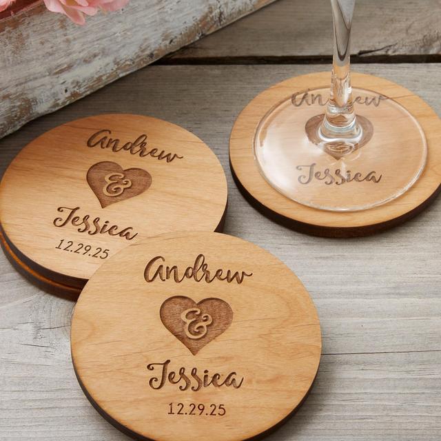 Rustic Wedding Party Favors Personalized Coaster