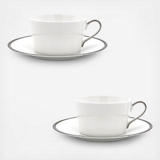Edge Tea Cup & Saucer, Set of 2