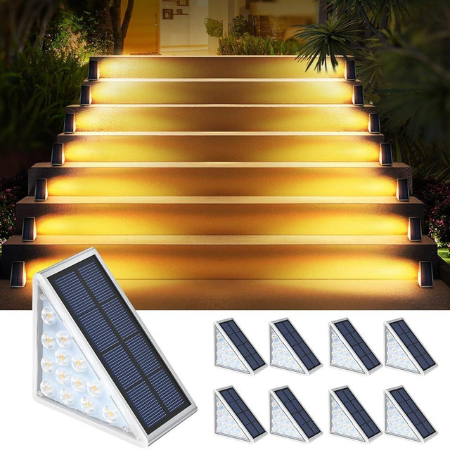 AUDLES 8PK Solar Step Lights, Outdoor Decor Stair Lights Deck Lights Waterproof IP67 Solar Lights for Deck, Yard, Patio, Garden, Walkways, Front Door, Pathway, Driveway, Porch