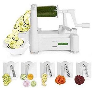Spiralizer 5-Blade Vegetable Slicer, Strongest-and-Heaviest Duty, Best Veggie Pasta & Spaghetti Maker for Low Carb/Paleo/Gluten-Free Meals, With 3 Exclusive Recipe eBooks