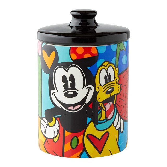 Enesco Disney by Britto Mickey Mouse and Pluto Cookie Jar Canister, 6 Inch, Multicolor