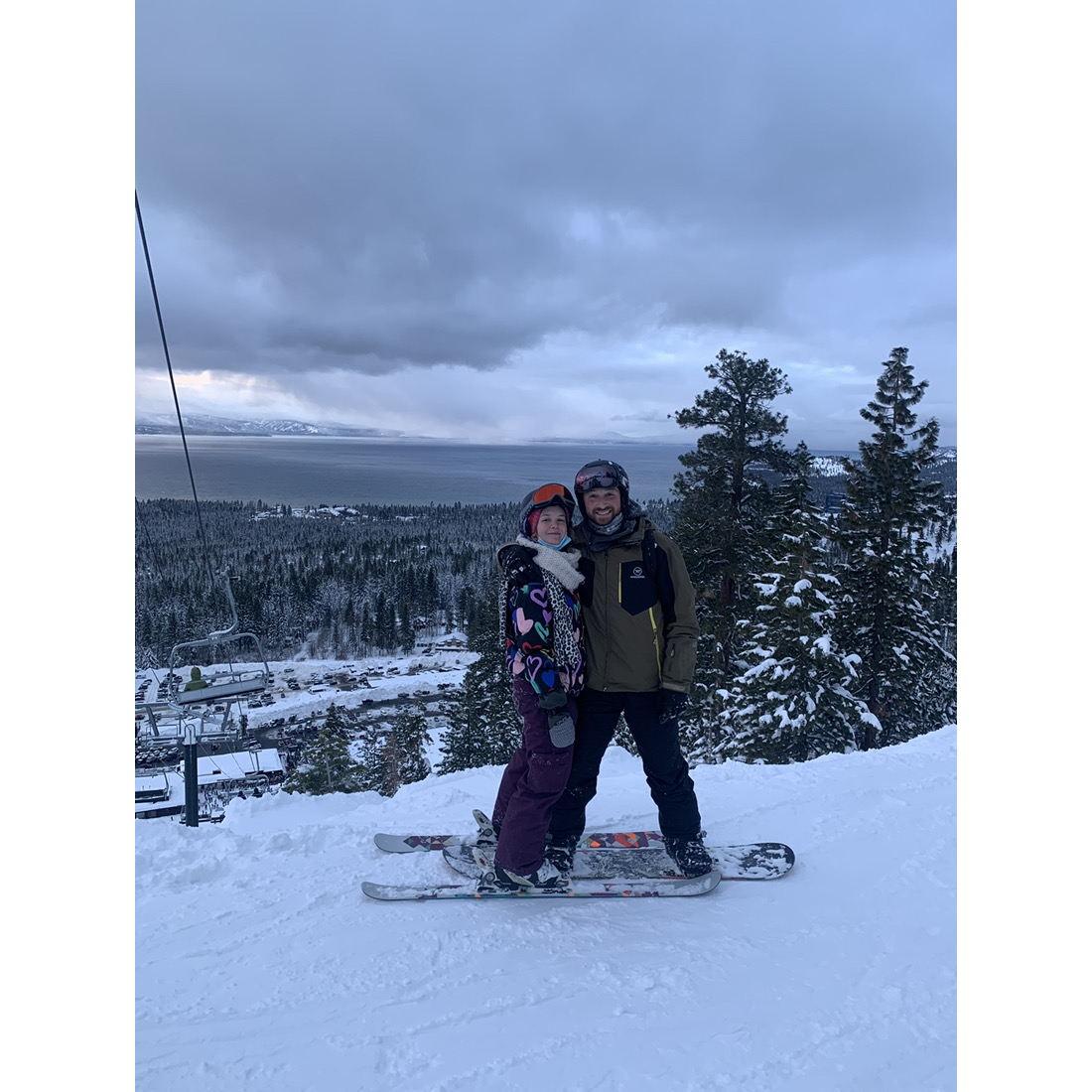 Standing in front of Lake Tahoe on Heavenly mountain !