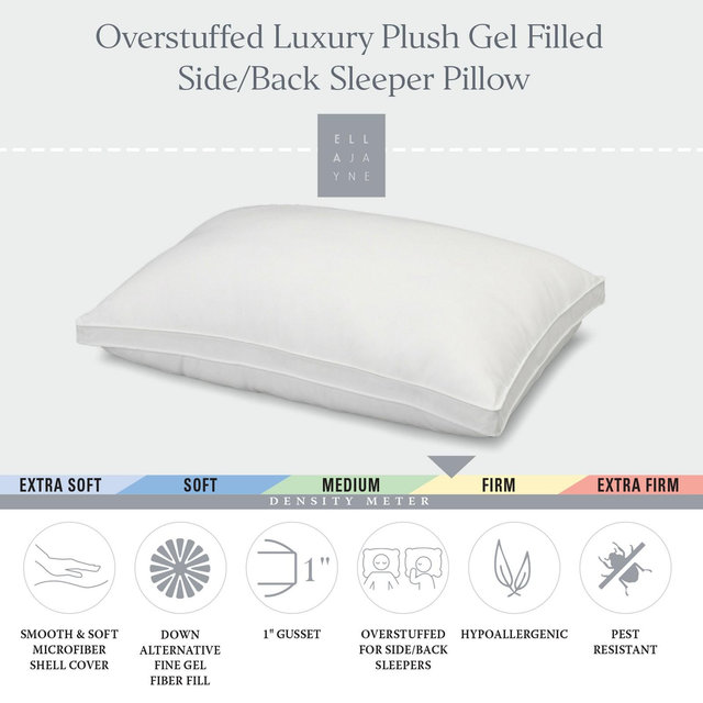 Ella Jayne Gusseted Firm Plush Down Alternative Side/Back Sleeper Pillow - Queen