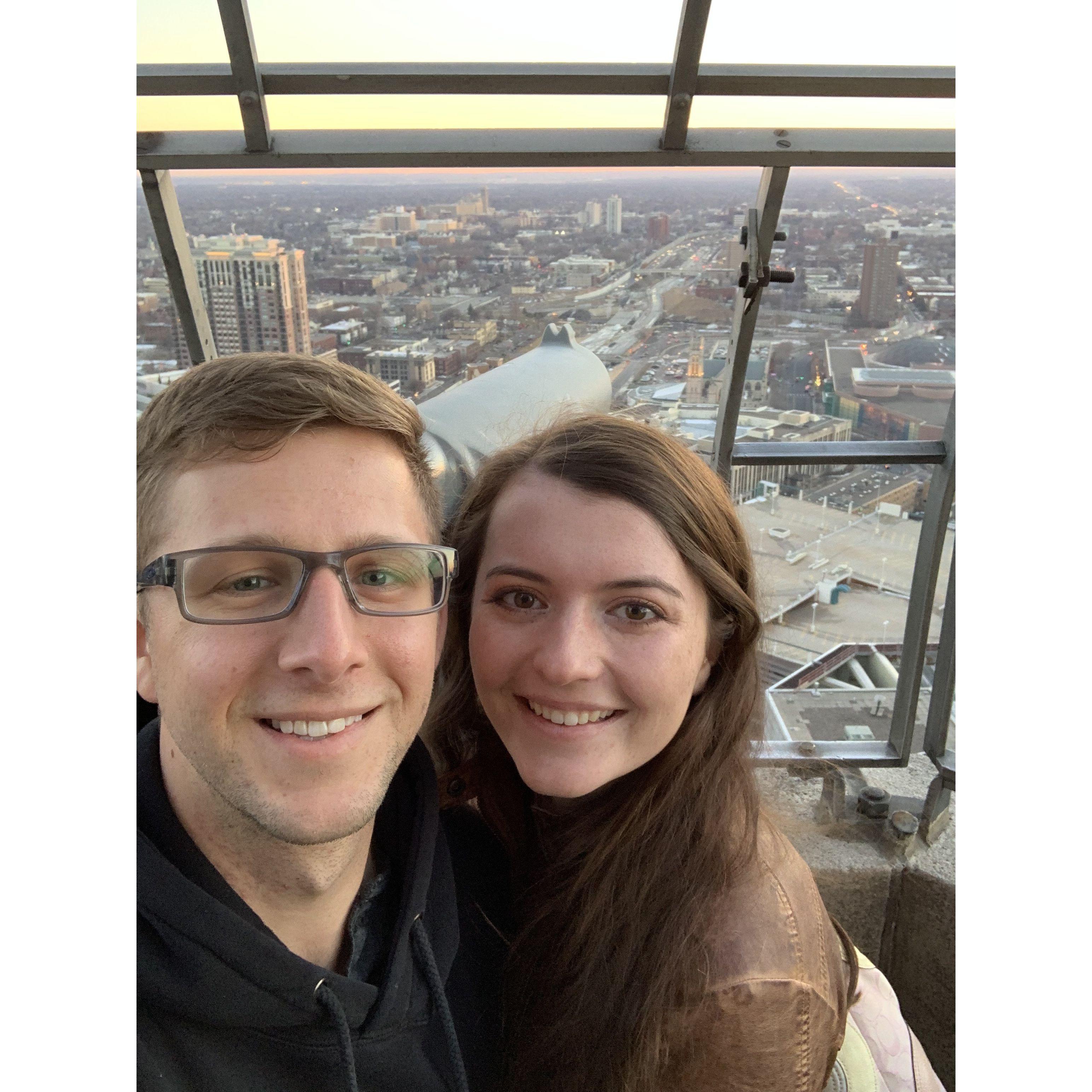 At the top of the Foshay Tower! We have spent several anniversaries here, as this was the day Ben asked me to be his girlfriend! January 5th, 2019