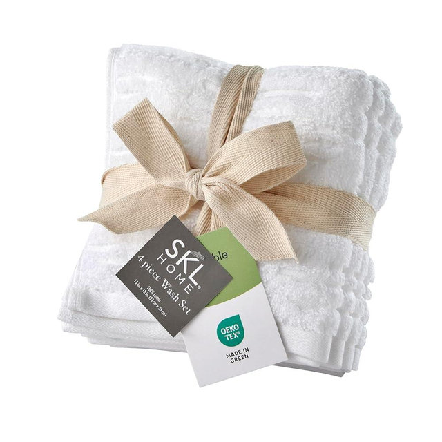 SKL Home CloudSoft Cotton Luxury 4-Piece Washcloth Set, White