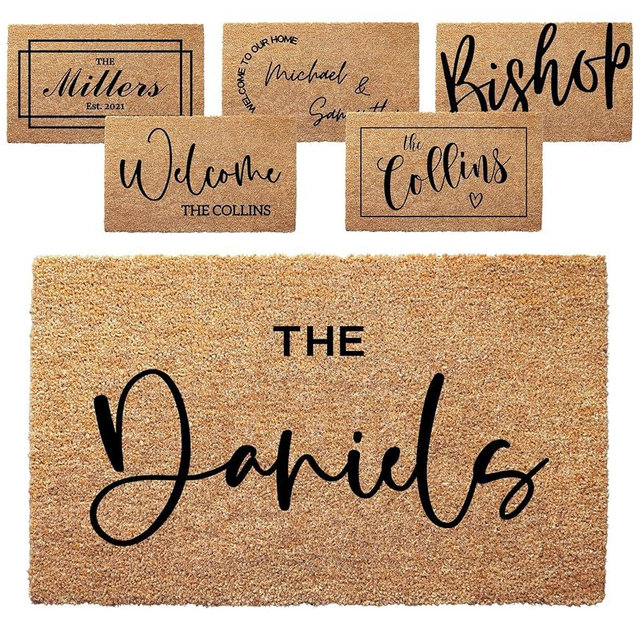 Personalized Door Mat with Family Name - Custom Doormat with Anti-Slip Backing - 3 Size Options - Custom Door Mats for Front Door Front Door Mat for Outdoor Decor - Christmas Gift (Design 4)