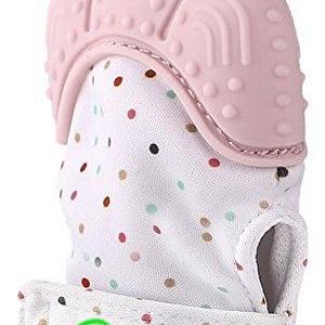 Baby Teething Mitten for Babies Self-Soothing Pain Relief and Teething Glove BPA FREE Safe Food Grade Teething Mitt (Pink Color)