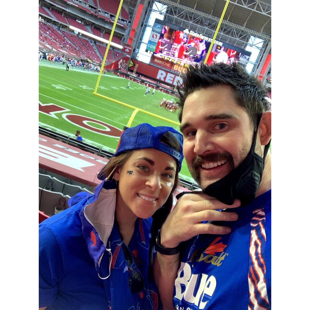 Dustin took Cayla to see the Bills at the Cardinal's stadium. Ask him about the story of buying these tickets..