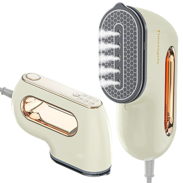 Portable Travel Steamer Iron for Clothes: Mini Handheld Garment Steam Ironing Machine for Clothing - Professional Small Size Hand Held Traveling Fabric Steamers for Wrinkle on Dress Shirt (Beige)
