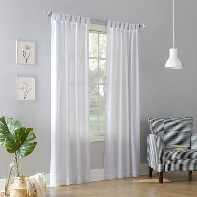 Joshua Semi-Sheer Tab Top Curtain Panel White 40"x63" - No. 918