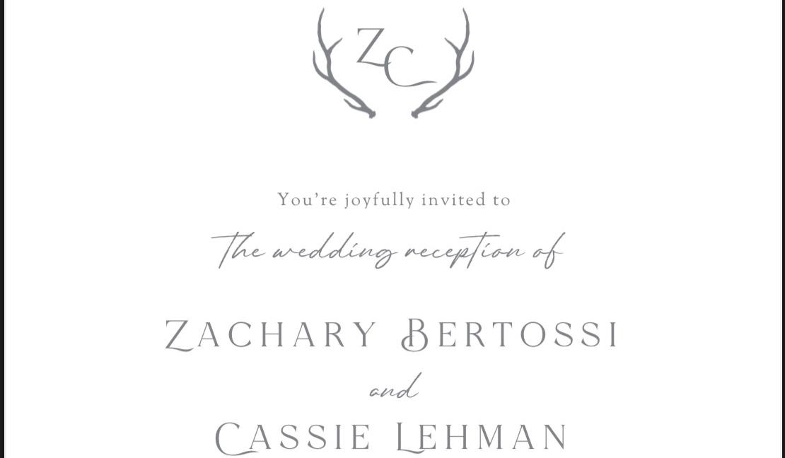 The Wedding Website of Zachary Bertossi and Cassie Lehman