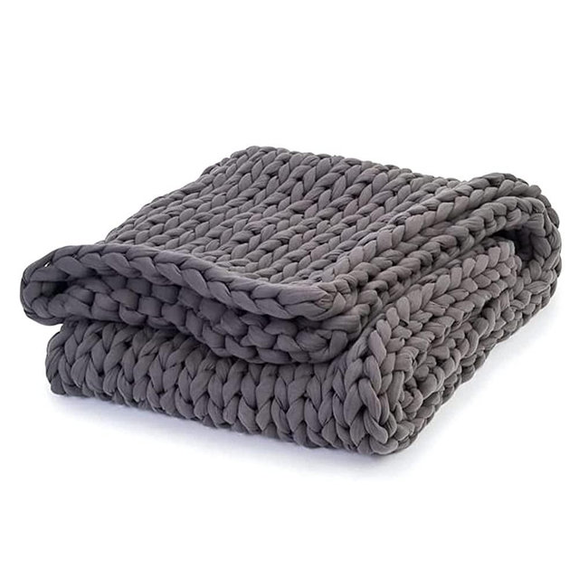 Bearaby Napper Organic Hand-Knit Weighted Blanket for Adults - Chunky Knit Blanket - Sustainable, Breathable, and Calming - Machine Washable for Easy Maintenance Asteriod Grey, 15 lbs