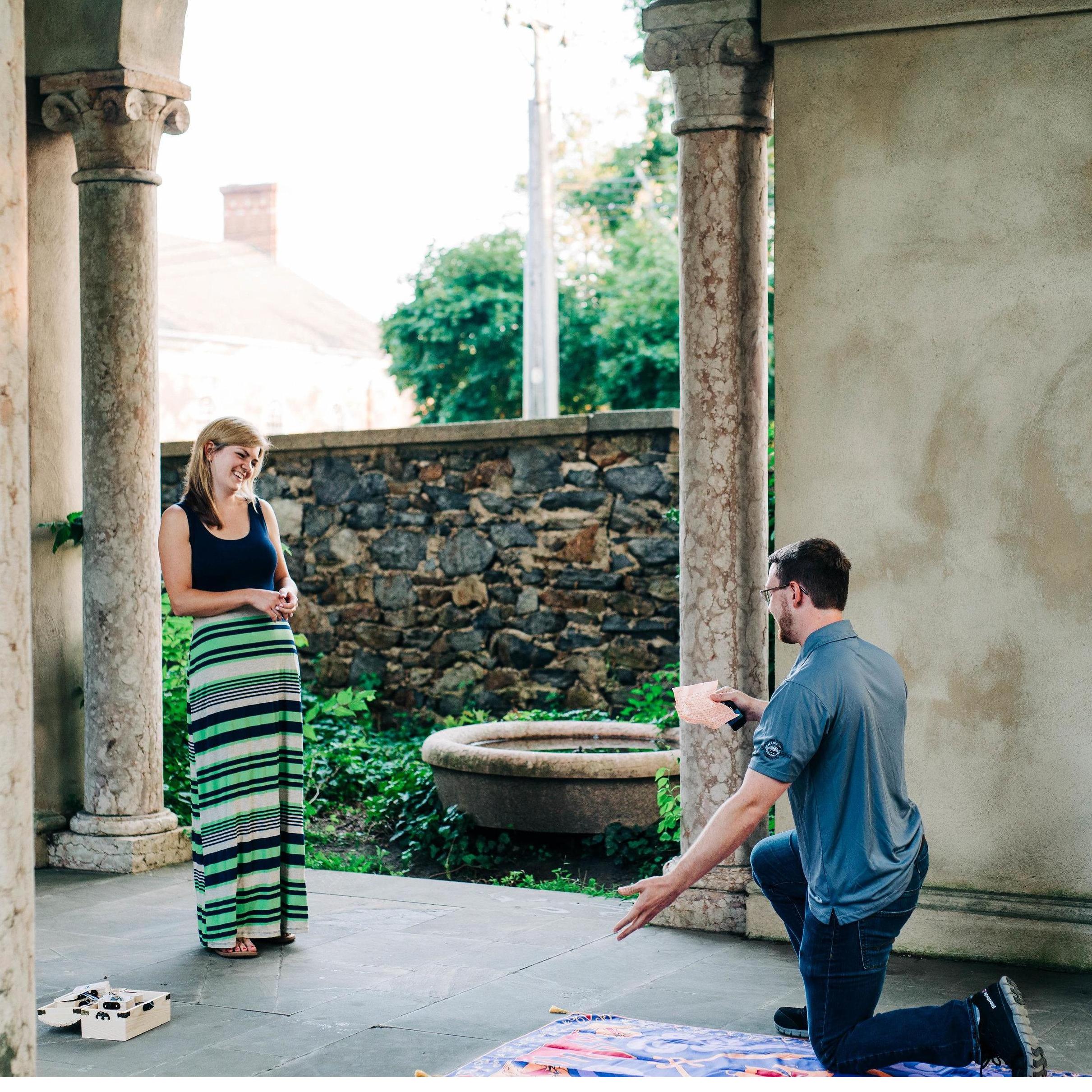 James fully incorporated the "Aladdin" theme into the proposal by kneeling on a "magic carpet" and  asking "do you trust me?"