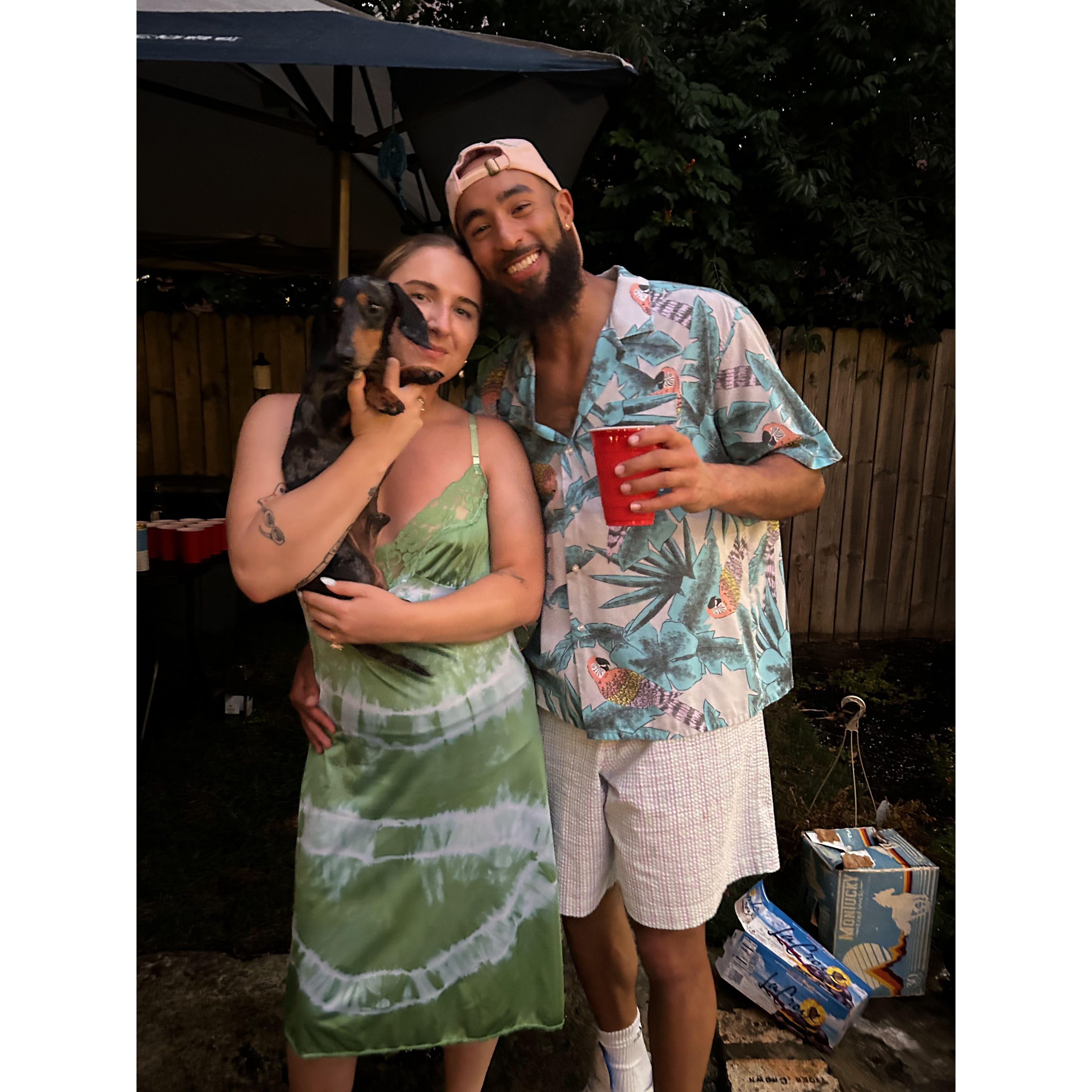 Family photo from a backyard party at Hendrix's House in July 2024.