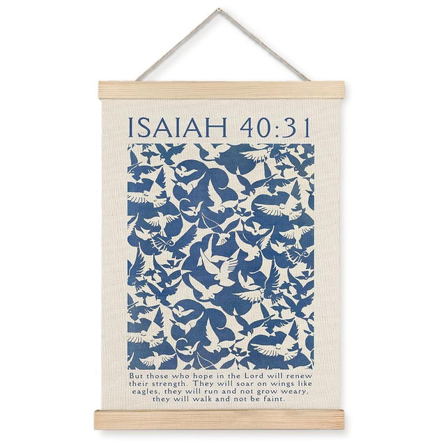 Supwhd Isaiah 40:31 Eagles Christian Wall Art with Wooden Poster Hanger, God is Good Bible Verses Posters Wall Art Decor, Christian Wall Decor for Home Room, 16x24