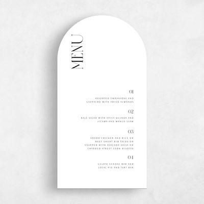 White Arch Wedding Menu - Andes