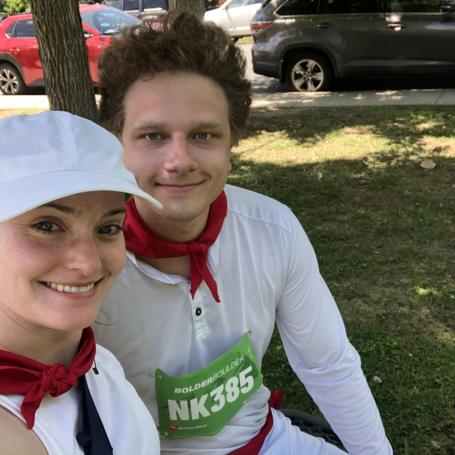 Post-Bolder Boulder race as Pamplona Bull Runners